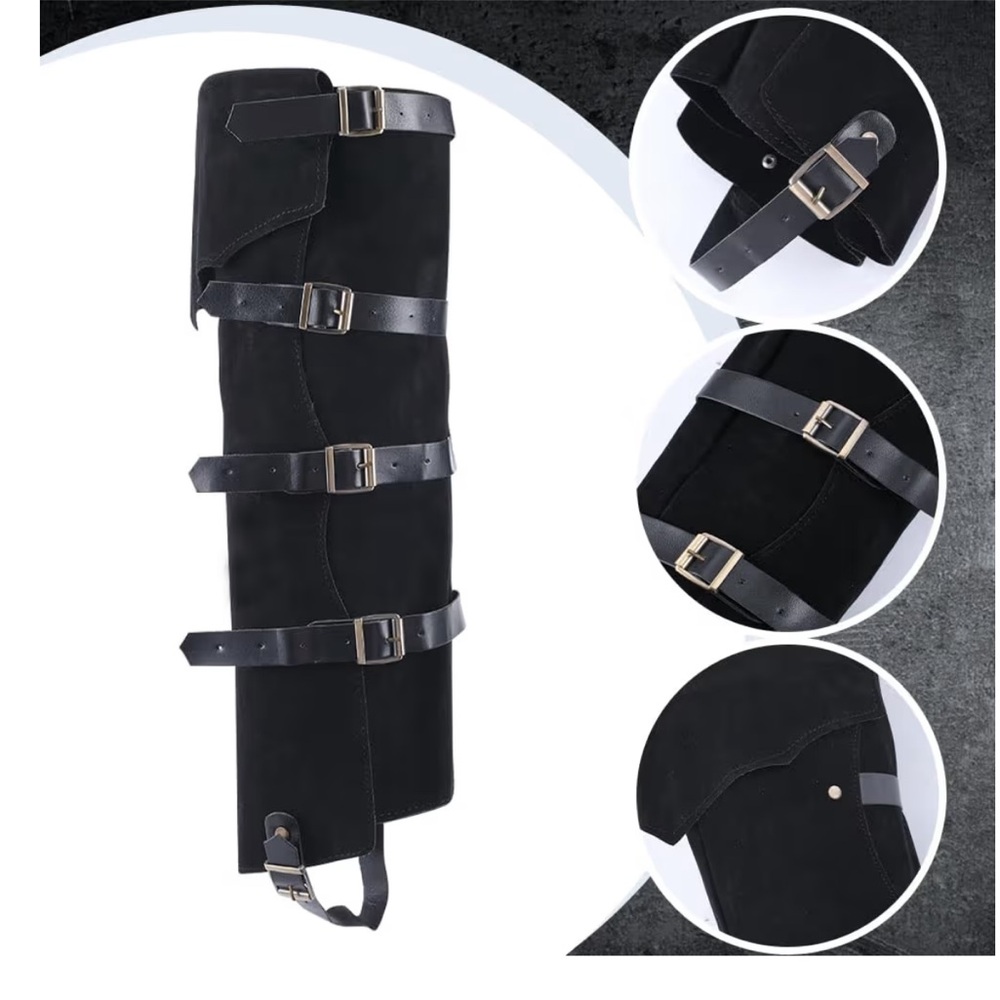 Black suede medieval boot cover - Picture 4 of 5